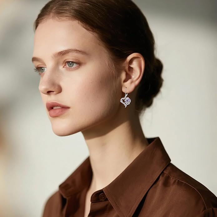 Scottish Thistle/Sunflower/Violet/Daffodil/Orchid Earrings Sterling Silver Flower Dangle Dangling Drop Boho Earrings Jewelry Gifts for Women