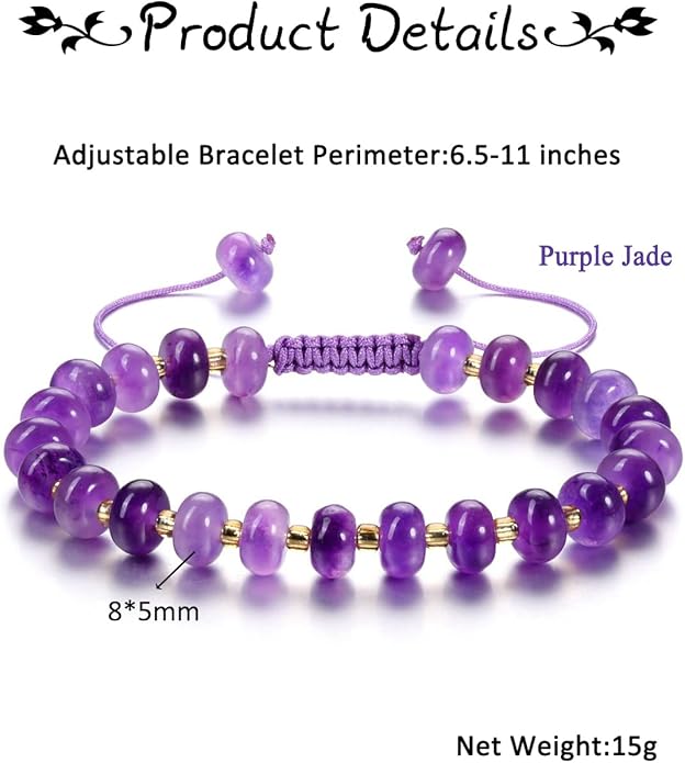 PESOENTH Healing Crystal Gemstone Colorful Beaded Bracelets for Women,Natural Chakra Stone Summer Surfer Beach Boho Bracelet jewelry Gifts for Women Ladies