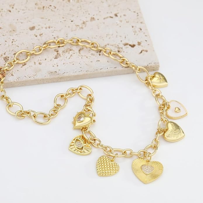 Charm Necklace for Women Gold Evil Eye Sun Moon Flower Coin Pendant Necklace Dainty Paperclip Chain Vintage Luck Amulet Choker Necklaces Celestial Jewelry Gift