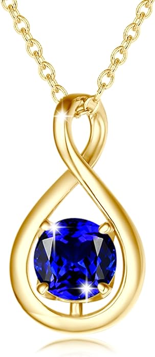 FANCIME Birthstone Necklaces for Women Fine Jewelry Sterling Silver Dainty Infinity Pendant Anniversary Birthday Christmas Gifts for Her Wife Mom Lady Daughter, Chain 16"+2" Extend