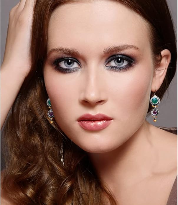 Hefanny 12 Pairs Teardrop Druse Crystal Drop Dangle Earrings for Women Cubic Zirconia Huggie Hoop Earring Jewelry Set Christmas Gifts