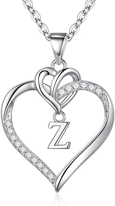 STORUP Heart Initial Necklaces for Women Girls, 14K Gold Plated Cubic Zirconia Heart Initial A-Z Pendant Necklace Dainty Heart Necklaces for Women Teen Girl Jewelry Birthday Gifts