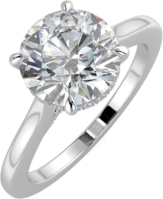 14K and 18K White Yellow and Rose Gold Lab Grown Diamond Solitaire Engagement Ring for Women, 4 Prong Rings for Wedding and Valentine Gift 1 to 2 Carat TW (Color E-F, Clarity VVS-VS)