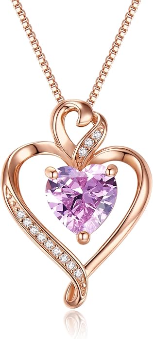 Heart Necklaces for Women 925 Sterling Silver Pendant Necklace Rose Gold Plated White Gold/14K Gold Plated Love Necklace for Her Girlfriend Wife Valentines Day Birthday Women Jewelry 18"+2"
