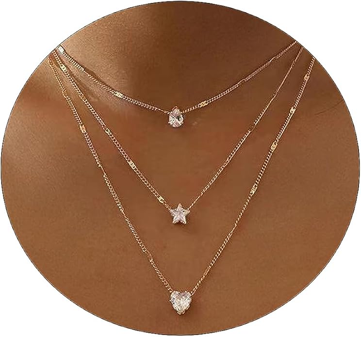 ASCOMY Layered Necklaces for Women Dainty Gold Necklace 14K Gold Plated Herringbone Necklace for Women Pearl Cross Necklace Paperclip Cuban Figaro Rope Satellite Chain Gold Choker Trendy Jewelry Gift