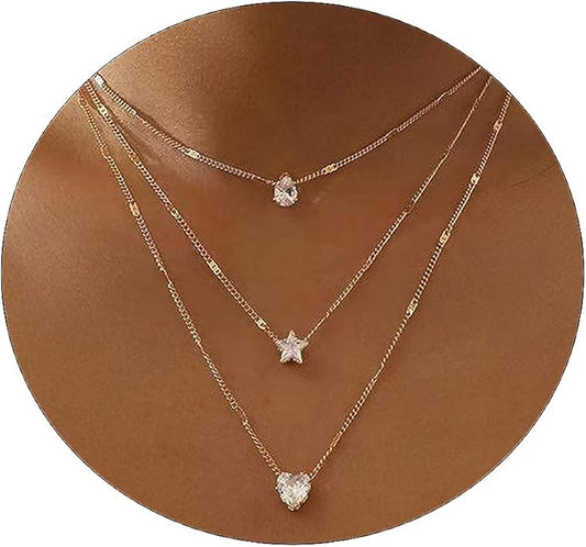 ASCOMY Layered Necklaces for Women Dainty Gold Necklace 14K Gold Plated Herringbone Necklace for Women Pearl Cross Necklace Paperclip Cuban Figaro Rope Satellite Chain Gold Choker Trendy Jewelry Gift