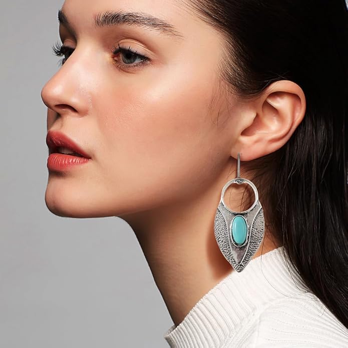 Hefanny 12 Pairs Teardrop Druse Crystal Drop Dangle Earrings for Women Cubic Zirconia Huggie Hoop Earring Jewelry Set Christmas Gifts