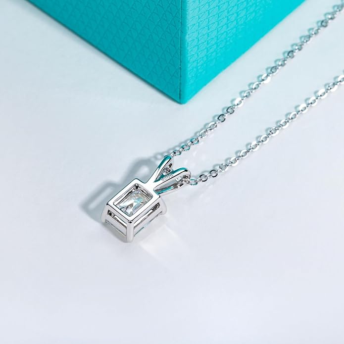 AnuClub Moissanite Pendant Necklace 2/3/4/5CT D Color VVS1 925 Sterling Silver Everyday Wear Necklace for Women Wife Her with Certificate, 40+2+3 Adjustable Chain