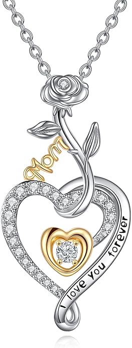 POPKIMI Sterling Silver Necklace Wolves/Elephants/Pandas/Penguins Pendant Necklace for Mom Daughter