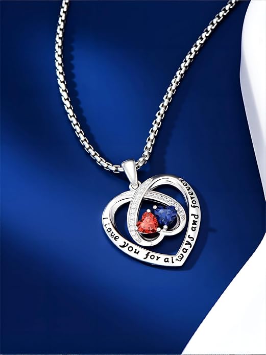 Birthstone Necklaces for Women I Love You for Always and Forever Heart Pendant Necklace Anniversary Jewelry Christmas Valentine Mothers Day Birthday Gifts for Her Wife Girlfriend