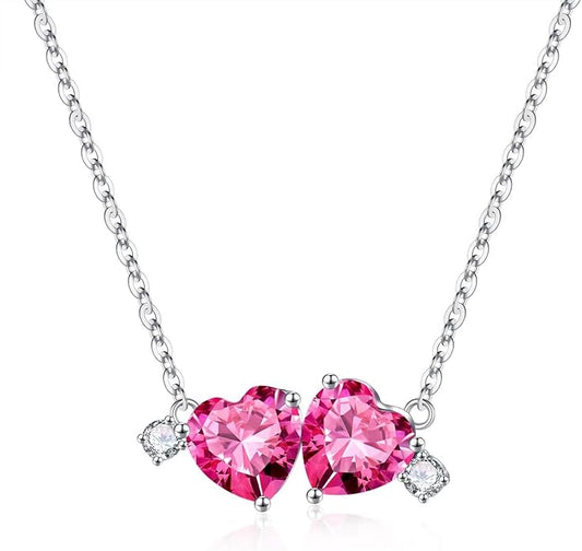 Iefil Double Birthstone Necklace for Women - 0.8CT 925 Sterling Silver Birthstone Necklace, Gifts for Her Wife Girlfriend Mom