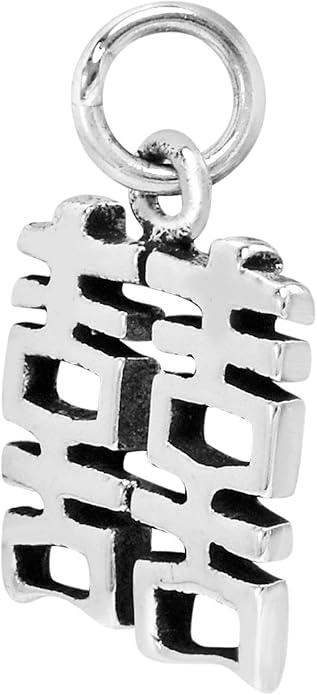 AeraVida Feng Shui Double Happiness Chinese Symbol .925 Sterling Silver Pendant Charm | Elegant and Symbolic Unisex Jewelry Accessory