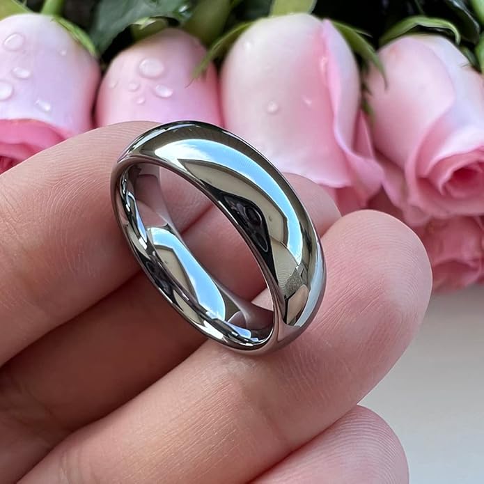 4mm 6mm 8mm 10mm Silver/Gold/White Tungsten Rings for Men Women Couple Fashion Jewelry Anniversary Engagement Wedding Bands Domed Polished I Love You Engraved Comfort Fit