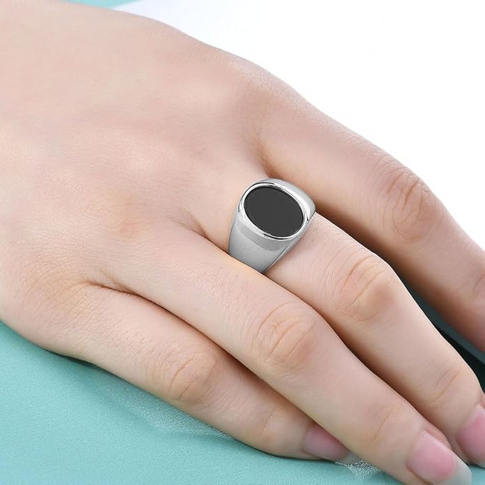 Stainless Steel Round Shape Classical Simple Plain Wedding Engagement Statement Pinky Band Signet Rings for Men Women Size 4-15