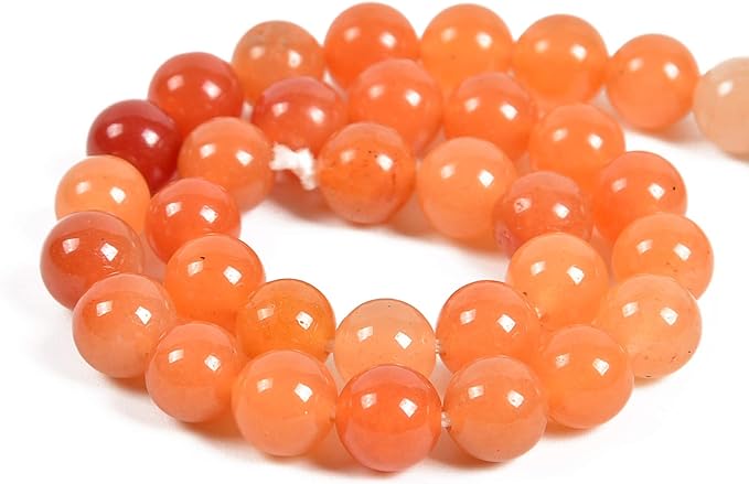 36pcs 10mm Natural Orange Aventurine Gemstone Round Spacer Loose Stone Beads for Jewelry Making 15.5" 1 Strand (Orange Aventurine, 10mm 36Beads)