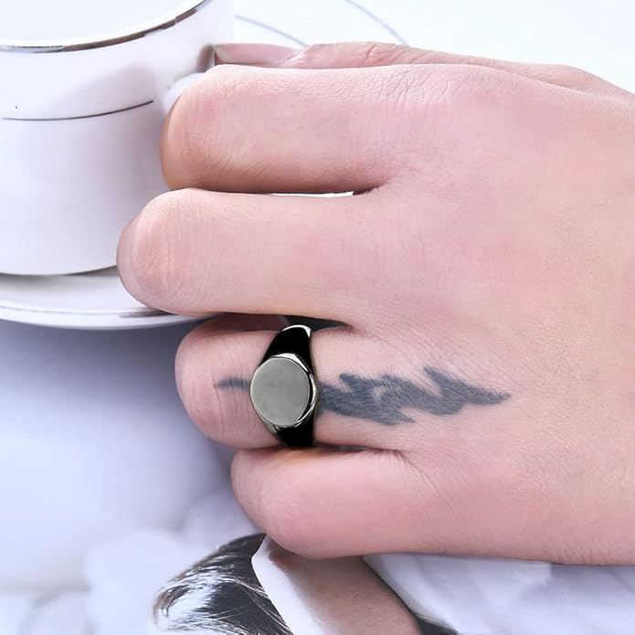 Stainless Steel Round Shape Classical Simple Plain Wedding Engagement Statement Pinky Band Signet Rings for Men Women Size 4-15
