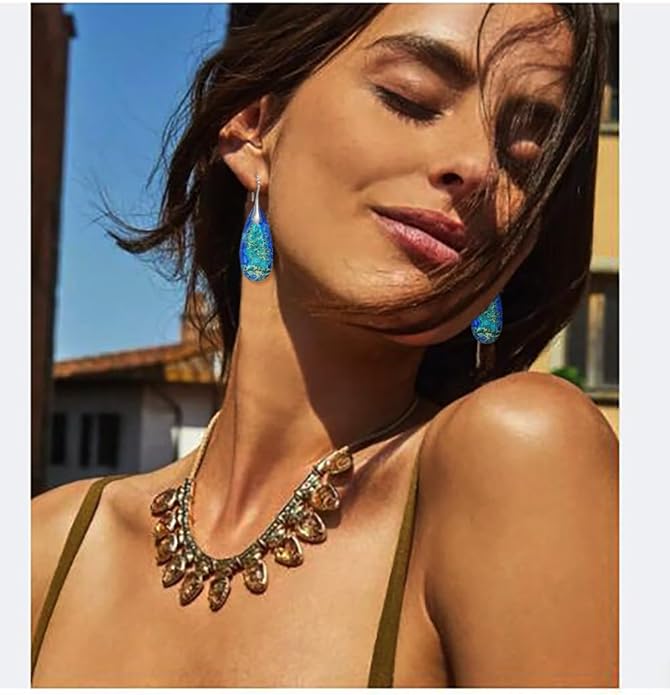 Natural Stone Earrings Waterdrop Stone Dangle Earrings for Women