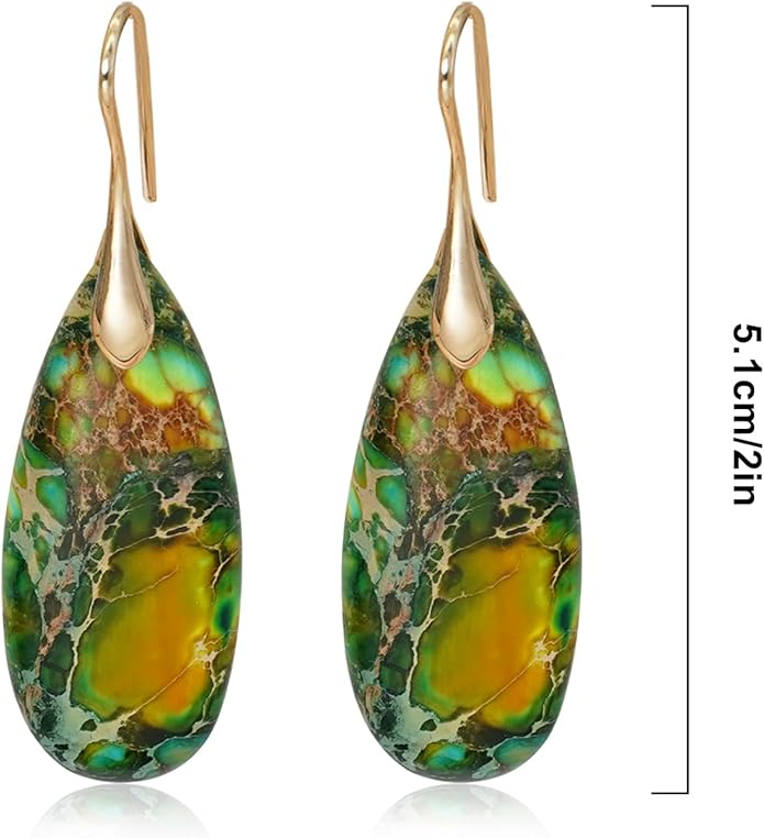 Natural Stone Earrings Waterdrop Stone Dangle Earrings for Women