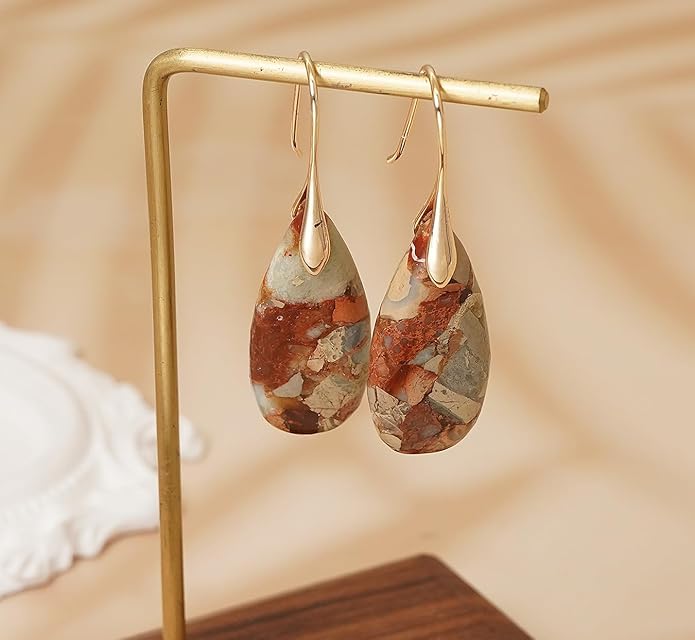 Natural Stone Earrings Waterdrop Stone Dangle Earrings for Women