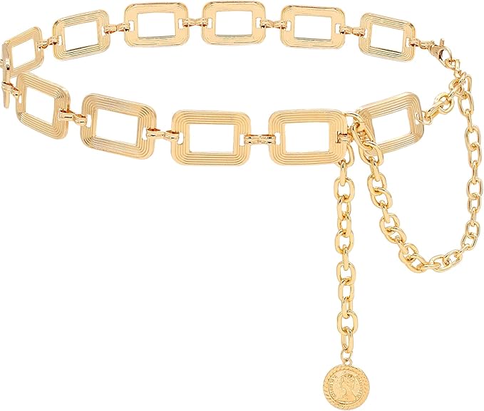 Women's Chain Belt Metal Waist Belt Chunky Belly Link Belt