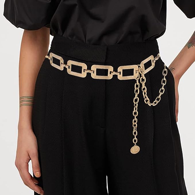 Women's Chain Belt Metal Waist Belt Chunky Belly Link Belt