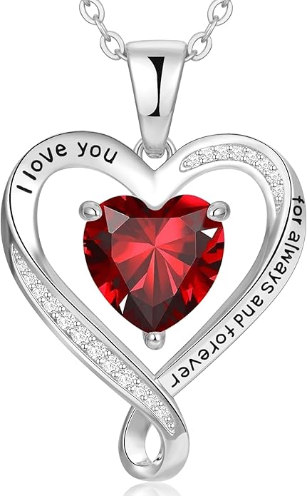 Birthday Gifts for Women Wife Infinity Heart Birthstone I Love You Necklace for Women S925 Sterling Silver Anniversary Wedding Gifts for Christmas Valentines Mothers Day Women's jewelry Diamond Pendant Necklaces Gift for Her Mom Daughter Grandma