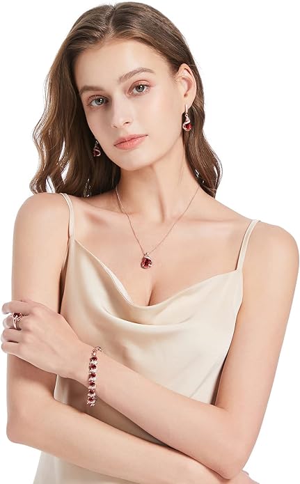 GZWHD Jewelry Set for Women Water Drop Cubic Zirconia Artificial Crystal Earrings Pendant Necklace Open Ring Tennis Bracelet Wedding Anniversary Birthday Engagement Gift for Bridesmaid Wife Girlfriend Friend