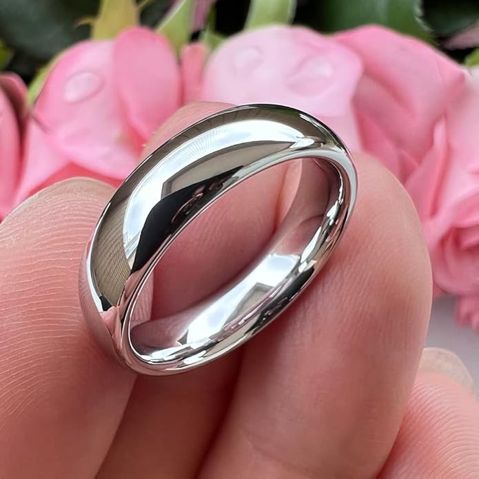 4mm 6mm 8mm 10mm Silver/Gold/White Tungsten Rings for Men Women Couple Fashion Jewelry Anniversary Engagement Wedding Bands Domed Polished I Love You Engraved Comfort Fit