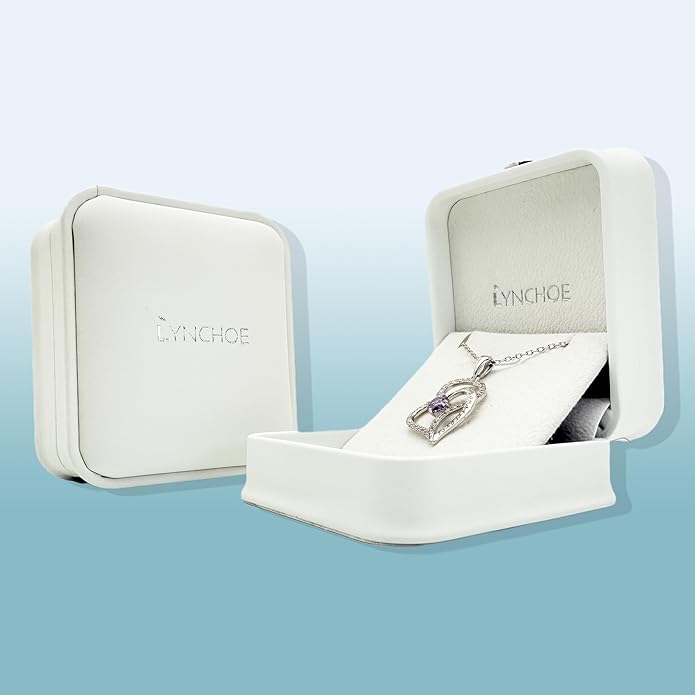 Heart Birthstone Silver Necklace for Women, S925 Sterling Silver Pendant Necklace Birthday Jewelry Gifts for Her Mother Mom Wife Girlfriend