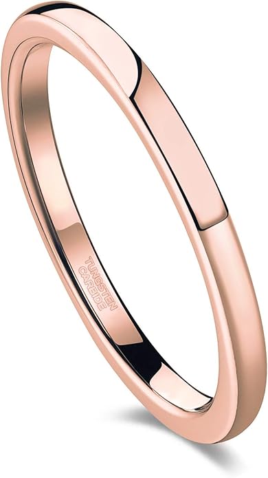 TRUMIUM 2mm 4mm 6mm 8mm Tungsten Wedding Band Ring for Men Women Gold/Rose Gold/Silver Domed High Polish Comfort Fit 4-15