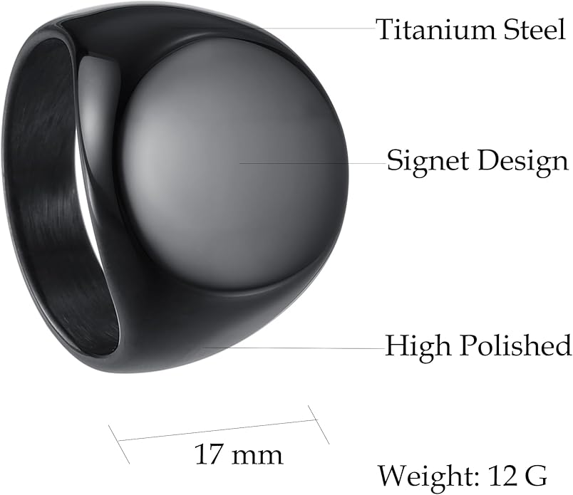 Mens Signet Rings Stainless Steel Pinky Ring for Men Women Silver/Black/Gold Square Cool Finger Ring, Gift for Dad Husband