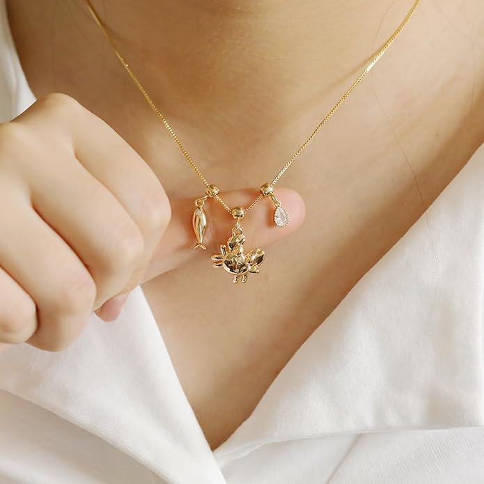 Summer Holiday Necklace,Dainty Chain, Charm Necklace For Women,Cute Cat Charm,Natural Pearls,18k Gold Plated,Choose Your Favorite Charm, Change Easily