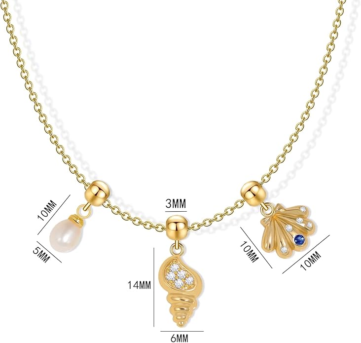 Summer Holiday Necklace,Dainty Chain, Charm Necklace For Women,Cute Cat Charm,Natural Pearls,18k Gold Plated,Choose Your Favorite Charm, Change Easily