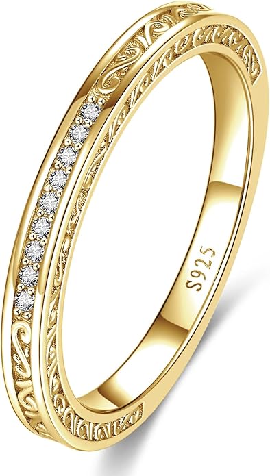 Vintage Celtic Knot Women's Engagement Ring Sets 925 Sterling Silver/14K Gold Plated Stackable Wedding Bands Rings AAAAA Cubic Zirconia Women Bridal Sets Wedding Ring Band Width 1.8mm Size 5-9