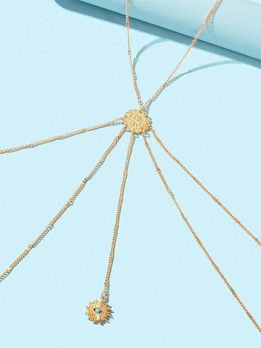 14K Gold Body Chains for Women, Sexy Layered Belly Waist Chain Bikini Bra Chain, Summer Beach Rhinestone Body Jewelry