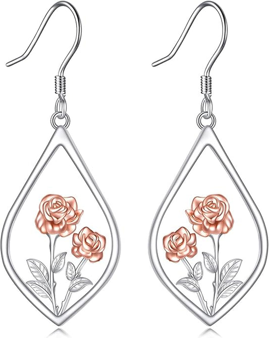 Scottish Thistle/Sunflower/Violet/Daffodil/Orchid Earrings Sterling Silver Flower Dangle Dangling Drop Boho Earrings Jewelry Gifts for Women