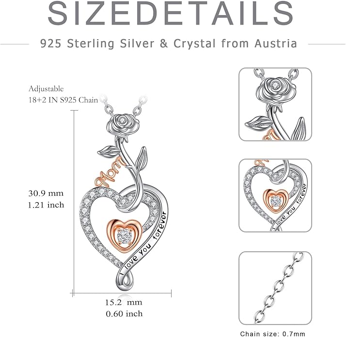 POPKIMI Sterling Silver Necklace Wolves/Elephants/Pandas/Penguins Pendant Necklace for Mom Daughter