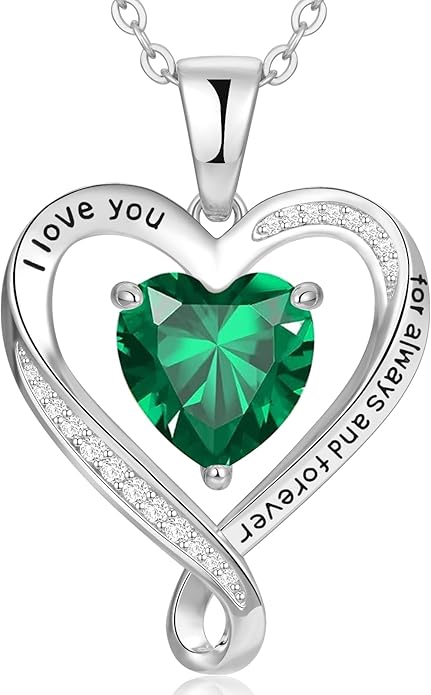 Birthday Gifts for Women Wife Infinity Heart Birthstone I Love You Necklace for Women S925 Sterling Silver Anniversary Wedding Gifts for Christmas Valentines Mothers Day Women's jewelry Diamond Pendant Necklaces Gift for Her Mom Daughter Grandma