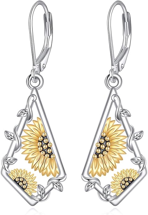 Scottish Thistle/Sunflower/Violet/Daffodil/Orchid Earrings Sterling Silver Flower Dangle Dangling Drop Boho Earrings Jewelry Gifts for Women
