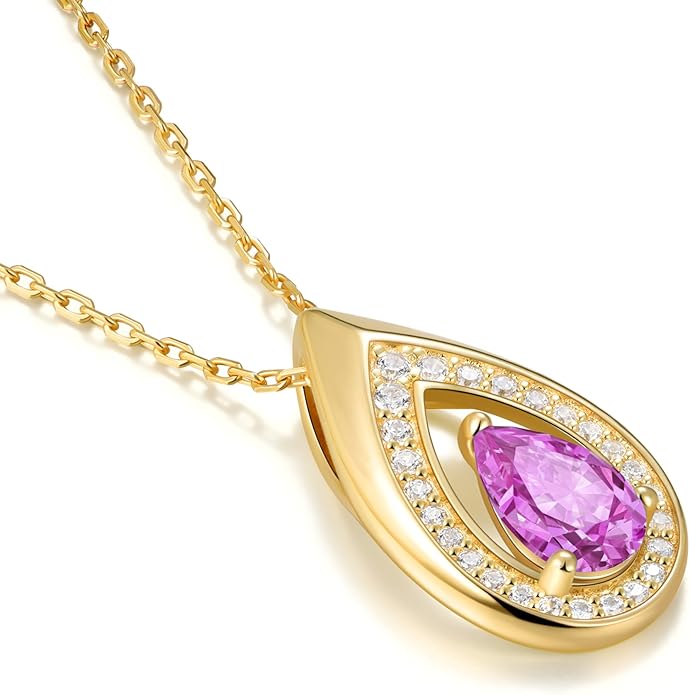 Kstyle 14K Gold Lab-Grown Moissanite/Emerald/Birthstone Pendant Necklaces for Women, Wife Girlfriend Daughter Mom Grandma Gifts, Dainty Birthday Jewelry for Her (925 Sterling Silver Base) Non Tarnish