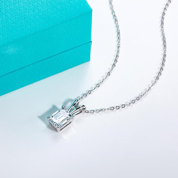 AnuClub Moissanite Pendant Necklace 2/3/4/5CT D Color VVS1 925 Sterling Silver Everyday Wear Necklace for Women Wife Her with Certificate, 40+2+3 Adjustable Chain