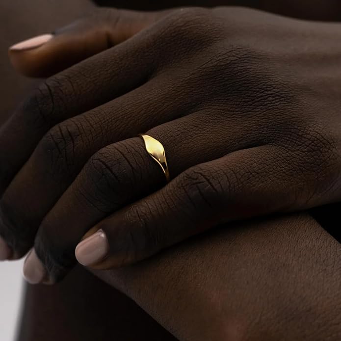 Hey Harper Gold Ring for Women - Gold Plated Stacking Waterproof & Sweatproof Jewerly Ring - Everday Non Tarnish Cute Fashion Circle Rings