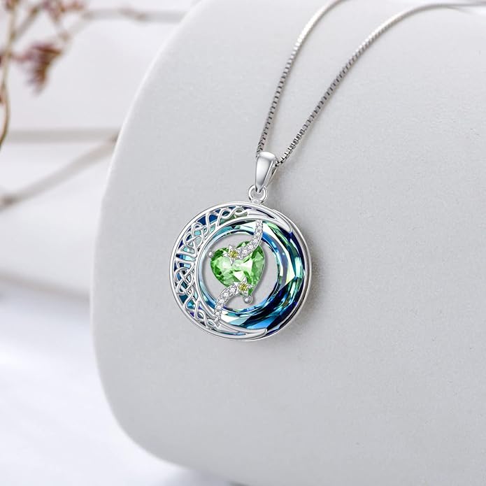 TOUPOP Birthstone Necklace 925 Sterling Silver Moon and Star Pendant with Blue Crystal Celtic Moon Jewelry Birthday Christmas Gifts for Women Mom Wife Her Daughter