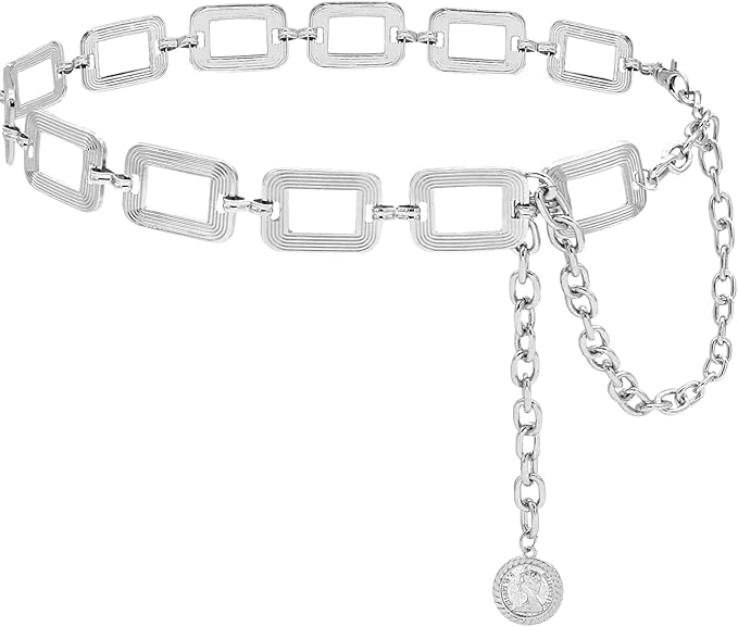 Women's Chain Belt Metal Waist Belt Chunky Belly Link Belt