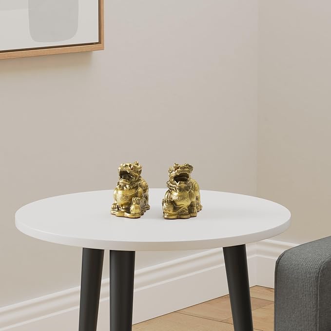 Feng Shui pixiu Brass Decor Statue A Pair Chinese Home Decoration pi yao Wealth Sculpture Attract Money and Good Luck Figurine Golden（5.51" L x 2.75" W x 4.3" H ）