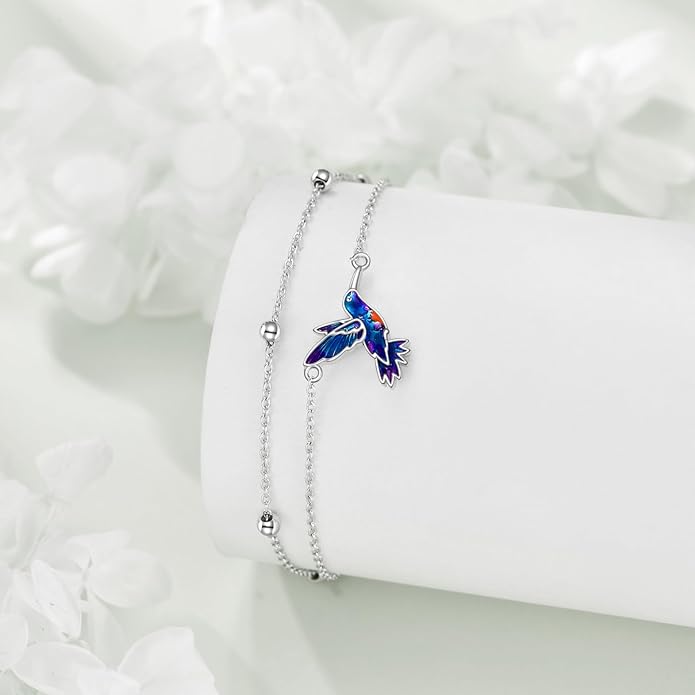 TIGER RIDER Dragonfly Anklet Sterling Silver Dragonfly Gifts Jewelry for Women with Crystal Birthday Anniversary