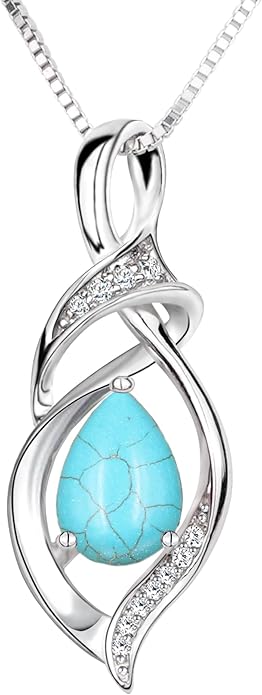 Birthstone Necklace for Women, Gemstone Sterling Silver Necklace for Girlfriend, Mom Birthday Gifts for Women, Gifts for Wife Anniversary, Christmas Gifts