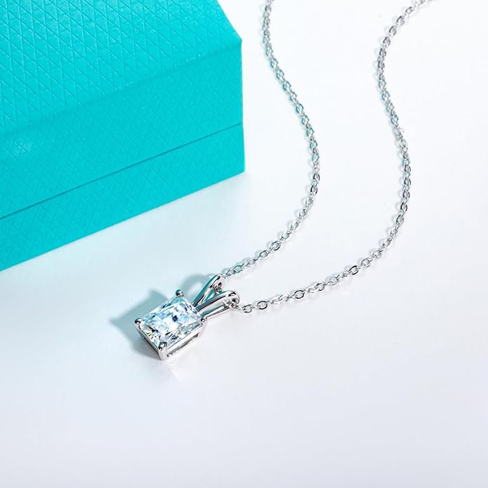 AnuClub Moissanite Pendant Necklace 2/3/4/5CT D Color VVS1 925 Sterling Silver Everyday Wear Necklace for Women Wife Her with Certificate, 40+2+3 Adjustable Chain