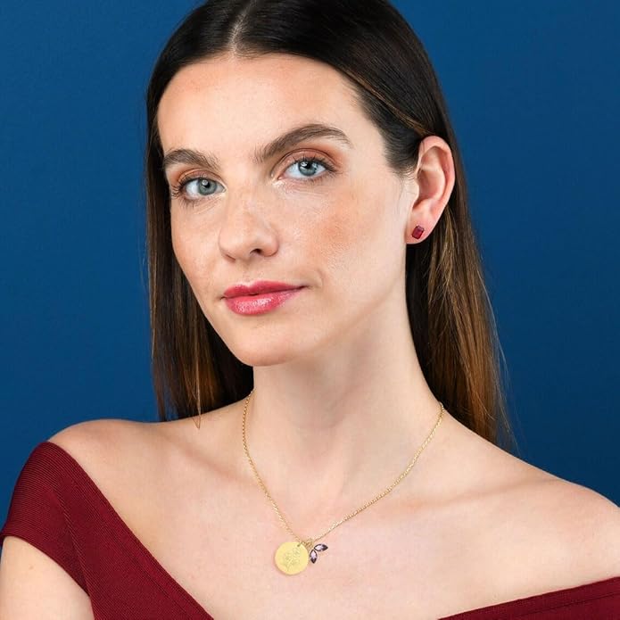 14k Gold Plated Birth Month Flower Birthstone Pendant Necklace, Floral Charm Necklace for Women Birthday Gift