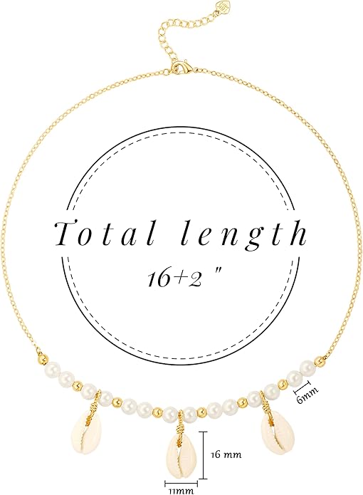 18k Gold Chain Link Necklace for Women, Baroque Pearl/Compass Pendant Necklace